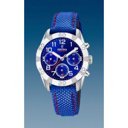 Pasek do zegarka Festina F20346-2 Skórzany/Tekstylia Niebieski 18mm