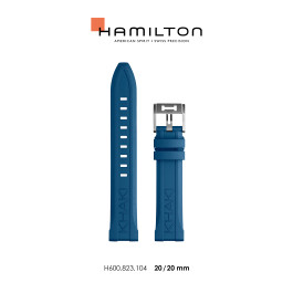 Pasek do zegarka Hamilton H690.823.104 / H82345341 Gumowy Niebieski 20mm