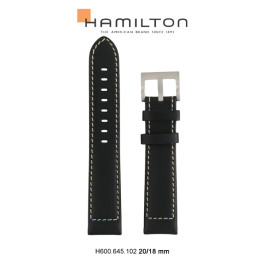Pasek do zegarka Hamilton H690645102 Skórzany Czarny 20mm
