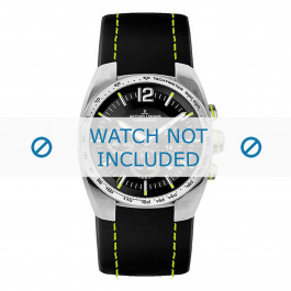 Jacques Lemans horlogeband 1-1688F Leder Zwart + geel stiksel