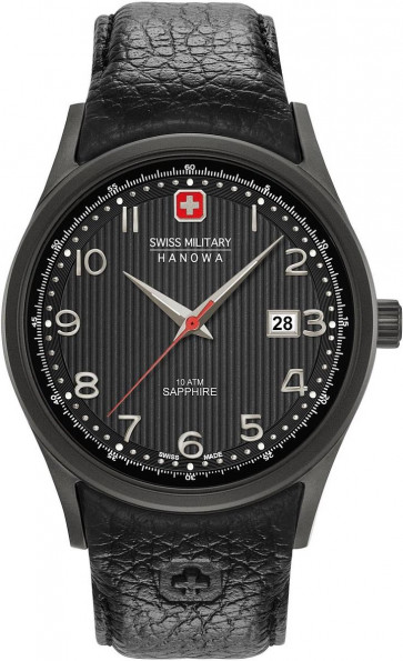 Pasek do zegarka Swiss Military Hanowa 06-4286.13.007 Skórzany Czarny 22mm