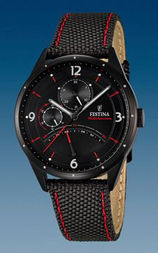 Pasek do zegarka Festina F16849-2 Skórzany/Tekstylia Czarny 20mm