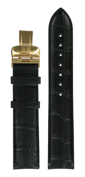 Pasek do zegarka Tissot T0064283605200A / T600030616 / T600.510191 / Le Locle Skórzany Czarny 19mm