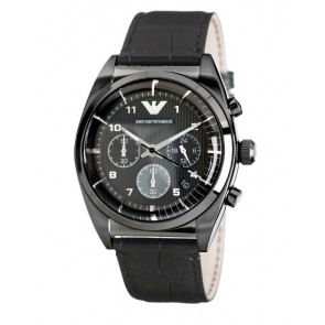 Pasek do zegarka Armani AR0393 Skórzany Czarny 22mm