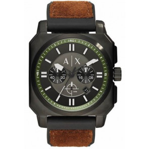 Pasek do zegarka Armani Exchange AX1652 Skóra/Tworzywo sztuczne Brązowy 26mm