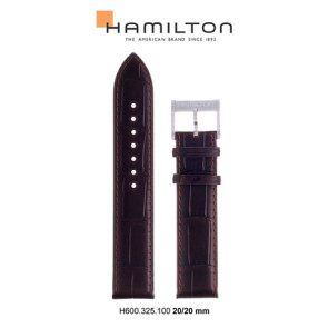 Pasek do zegarka Hamilton H690325100 / H690.325.100 Skórzany Brązowy 20mm