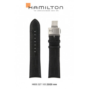 Pasek do zegarka Hamilton H32716533 / H327160 Skórzany Czarny 23mm