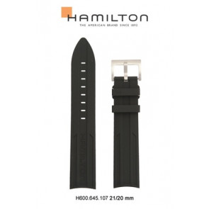 Pasek do zegarka Hamilton H001.77.555.335.01 / H775550 / H600645107 Gumowy Czarny 21mm