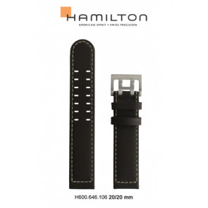 Pasek do zegarka Hamilton H001.64.611.535.01 / H690646106 Skórzany Ciemny brąz 20mm