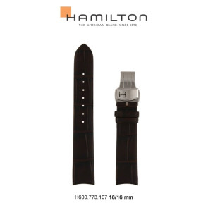 Pasek do zegarka Hamilton H600.773.107 Skórzany Brązowy 18mm