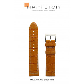 Pasek do zegarka Hamilton H690.776.113 Skórzany Brązowy 21mm