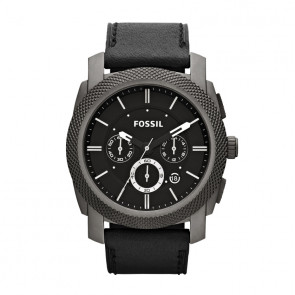 Fossil horlogeband TI1003 Leder Zwart + zwart stiksel