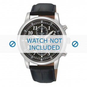 Pasek do zegarka Seiko 7T92-0LT0 / SNDC33P1 / 4LR1JE Croco skóra Czarny 20mm